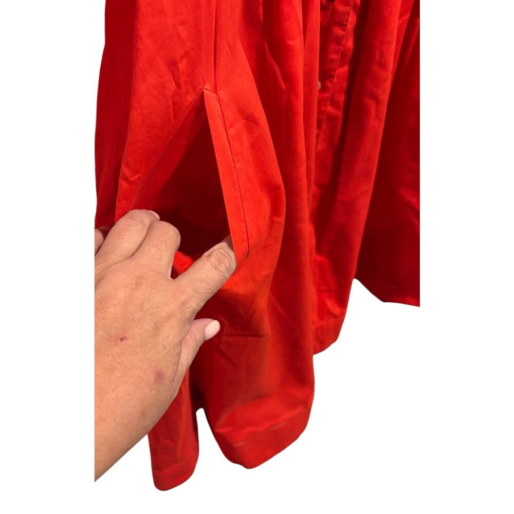 Anthropologie Moulinette Soeurs Red Button Down Dress Roll Tab Sleeves Size 2 - Picture 4 of 9